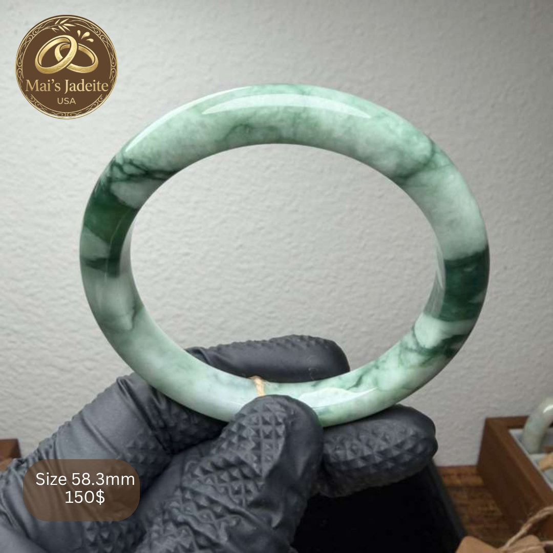 Mai's Jewelry Type A Natural Jadeite Bangle | 58mm | BA11