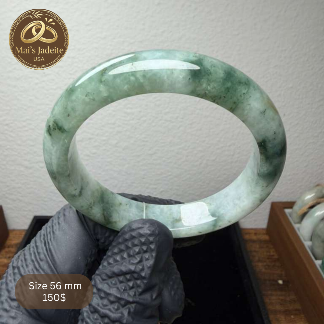 Mai's Jewelry Type A Natural Jadeite Bangle| 56mm | BA22