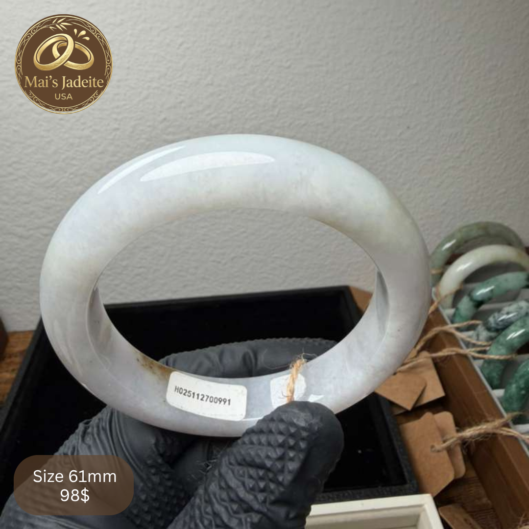 Mai's Jewelry Type A Natural Jadeite Bangle | 61mm | BA15
