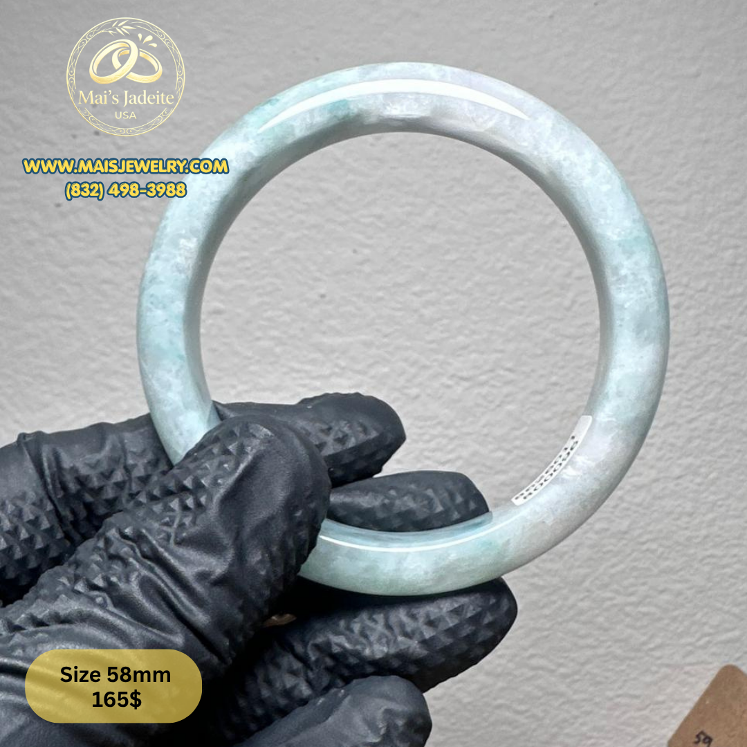 Mai's Jewelry Type A Natural Jadeite Bangle| 58mm | BA43