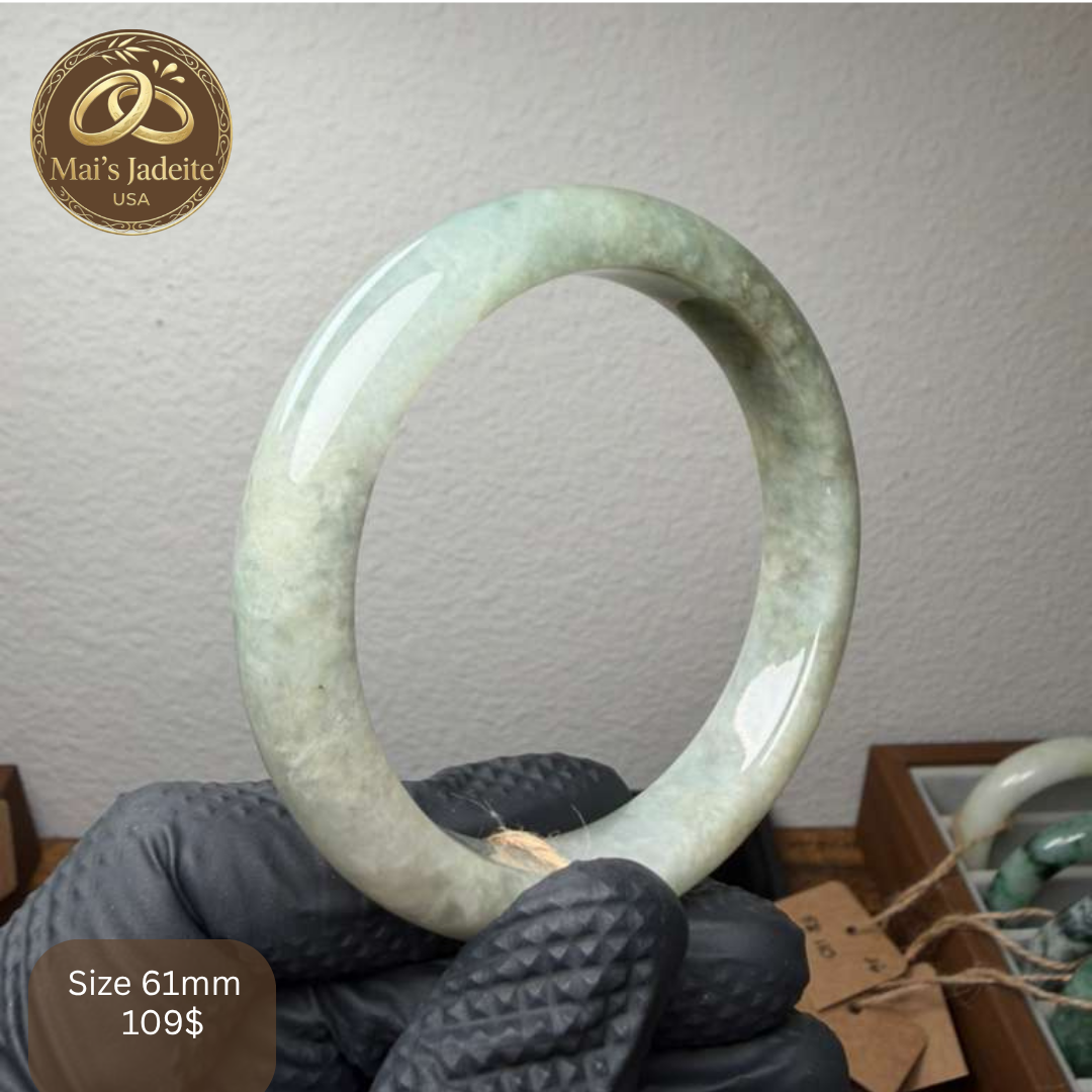 Mai's Jewelry Type A Natural Jadeite Bangle | 61mm |  BA14