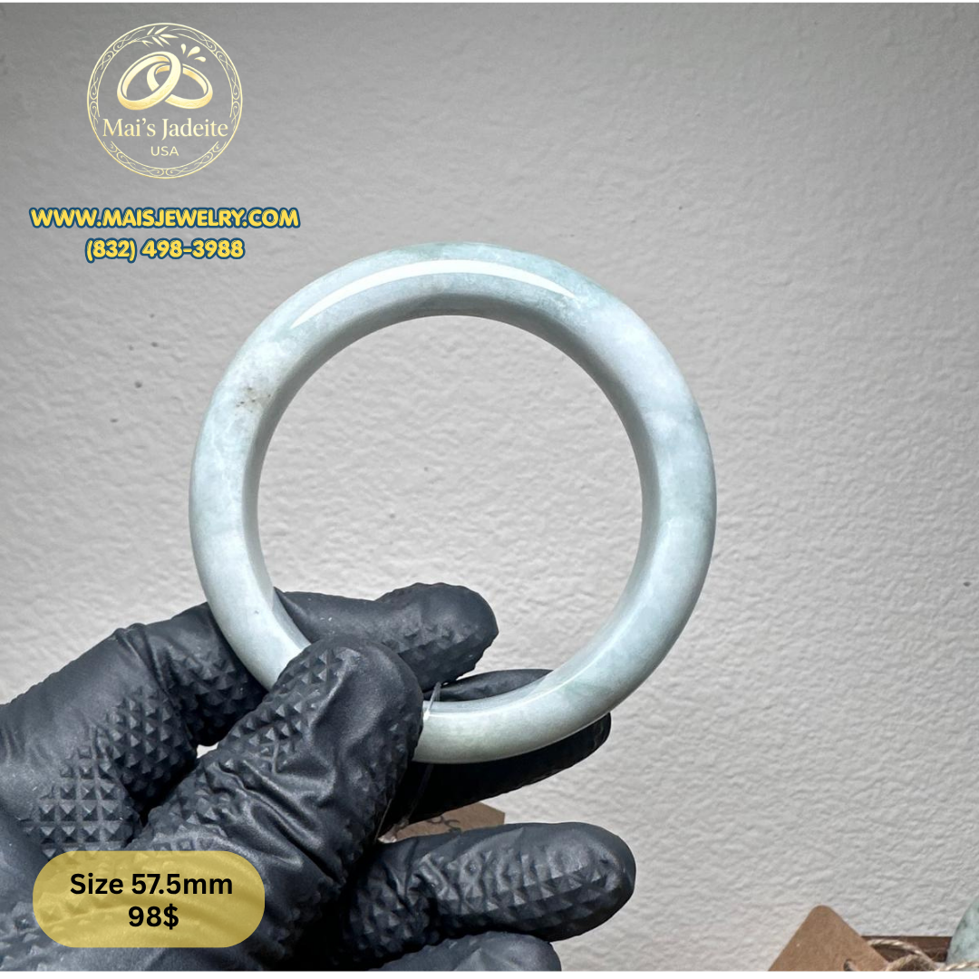 Mai's Jewelry Type A Natural Jadeite Bangle| 57.5 mm | BA48