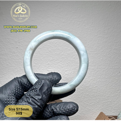 Mai's Jewelry Type A Natural Jadeite Bangle| 57.5 mm | BA48