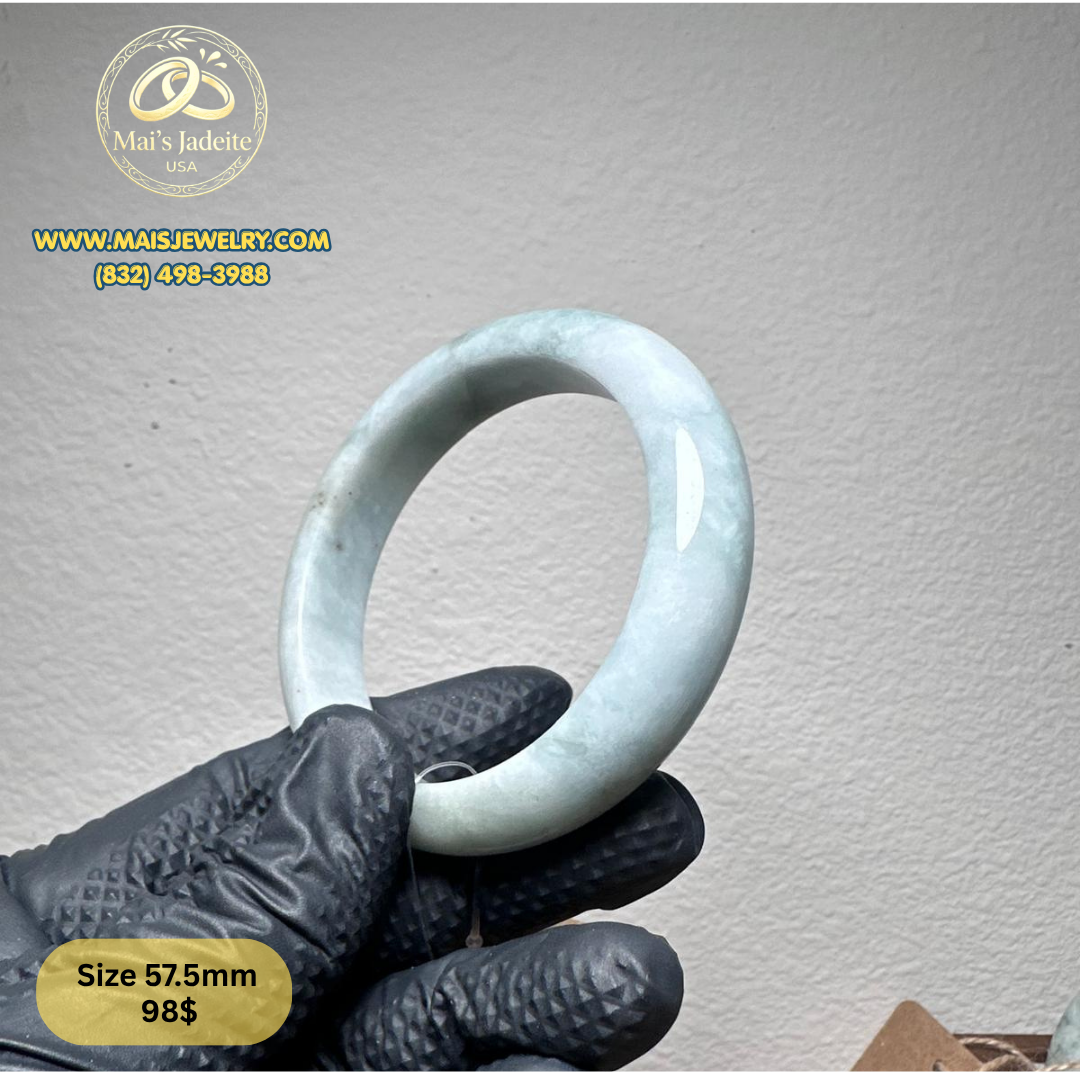 Mai's Jewelry Type A Natural Jadeite Bangle| 57.5 mm | BA48