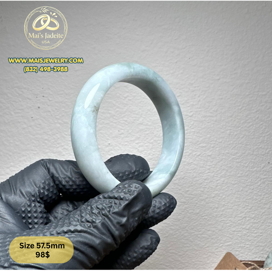 Mai's Jewelry Type A Natural Jadeite Bangle| 57.5 mm | BA48