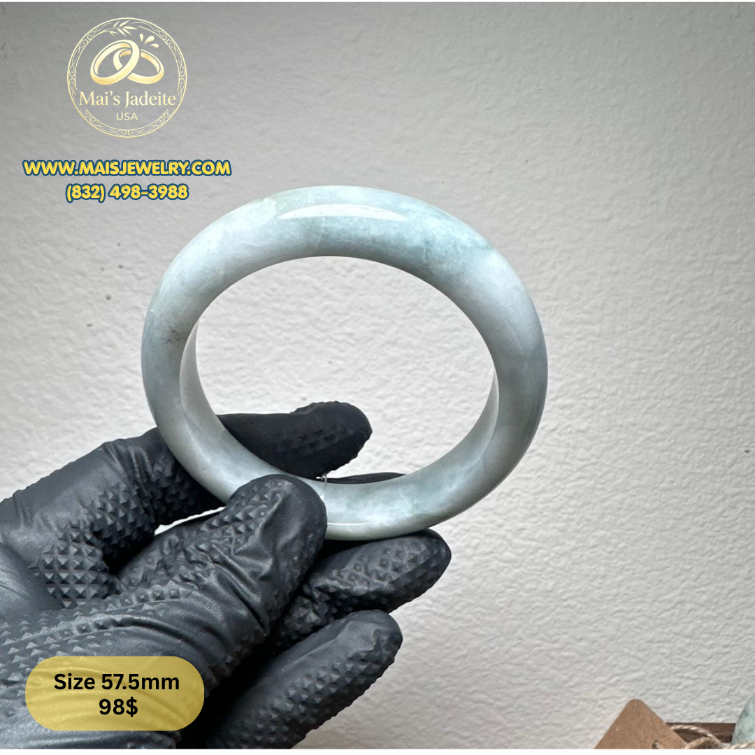 Mai's Jewelry Type A Natural Jadeite Bangle| 57.5 mm | BA48