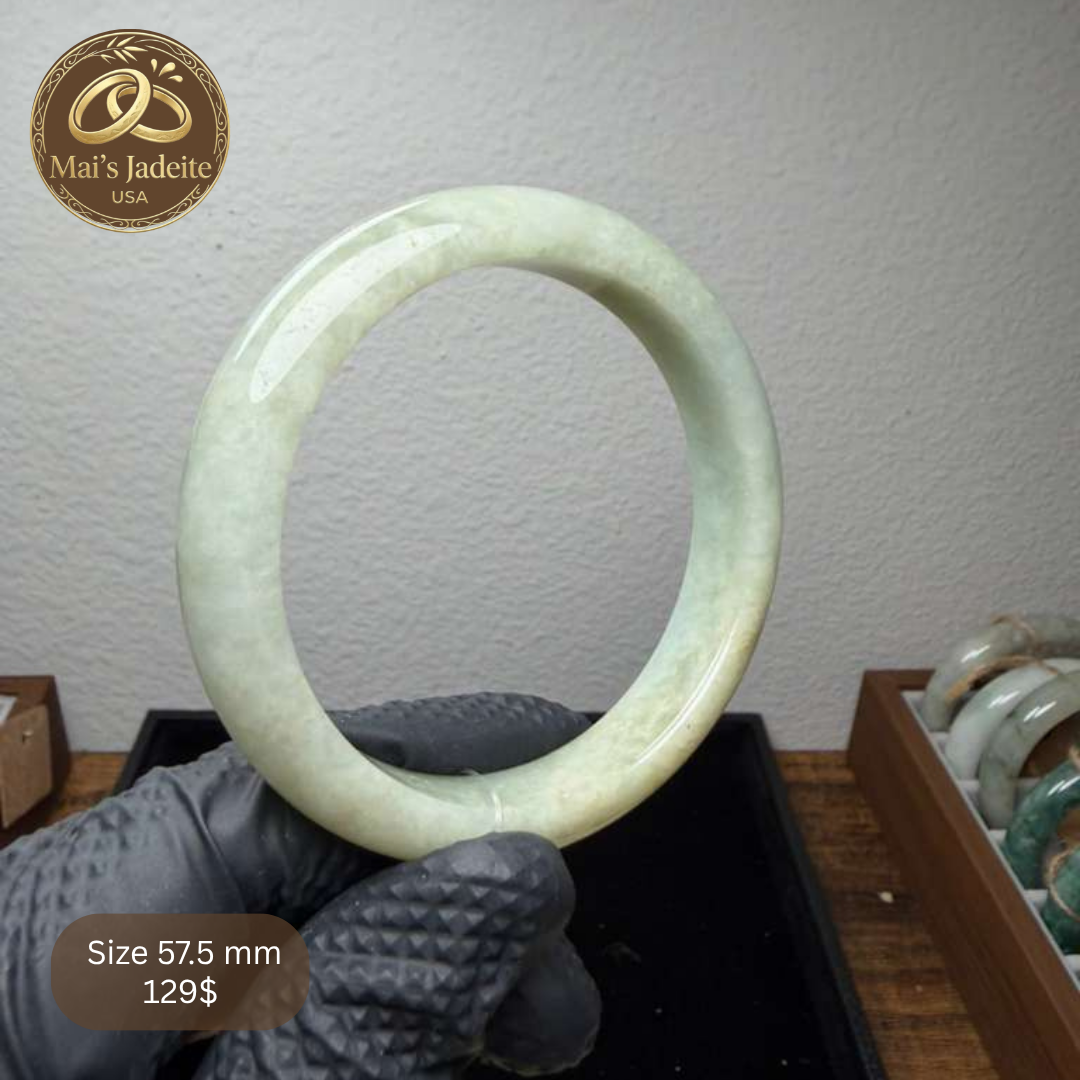 Mai's Jewelry Type A Natural Jadeite Bangle| 57.5mm | BA27