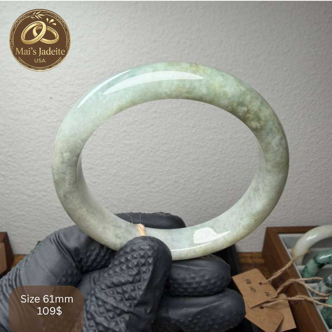 Mai's Jewelry Type A Natural Jadeite Bangle | 61mm |  BA14