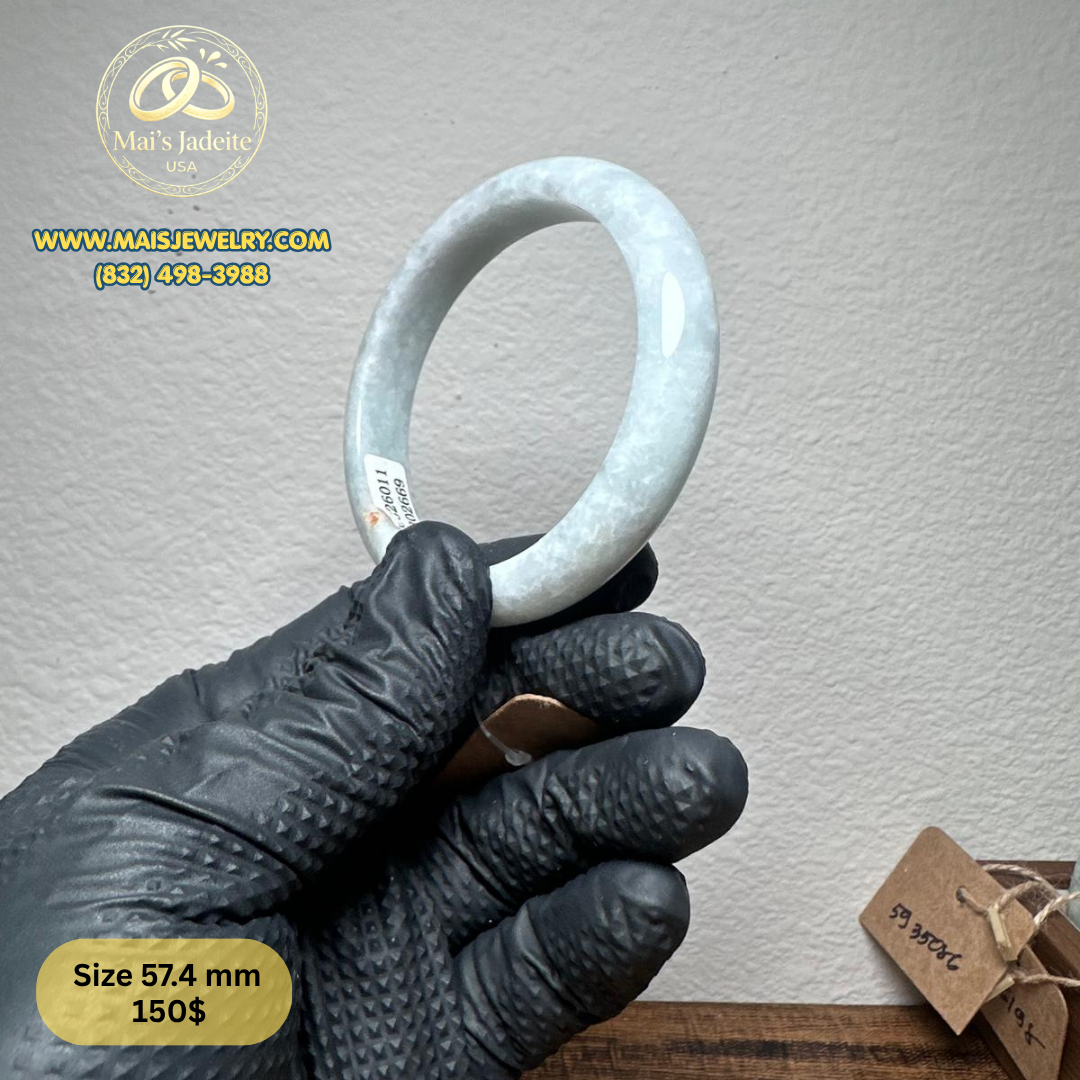 Mai's Jewelry Type A Natural Jadeite Bangle| 57 mm | BA36