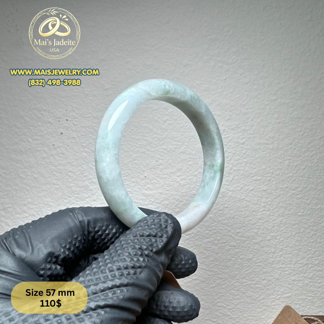 Mai's Jewelry Type A Natural Jadeite Bangle| 57 mm | BA36