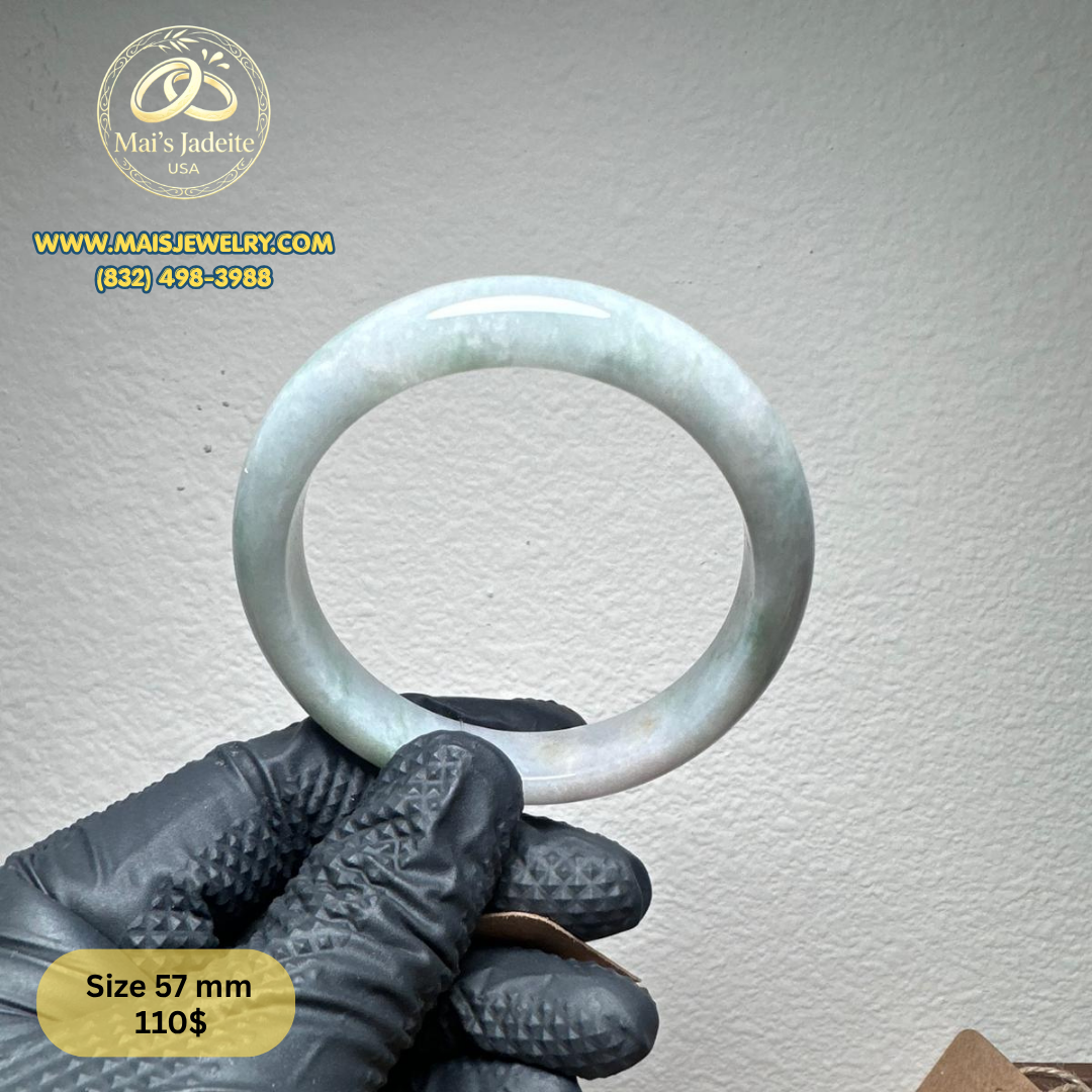 Mai's Jewelry Type A Natural Jadeite Bangle| 57 mm | BA36