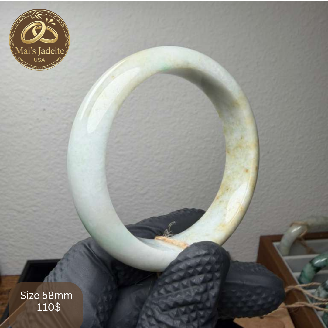 Mai's Jewelry Type A Natural Jadeite Bangle | 58mm | BA13