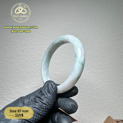 Mai's Jewelry Type A Natural Jadeite Bangle| 57 mm | BA36