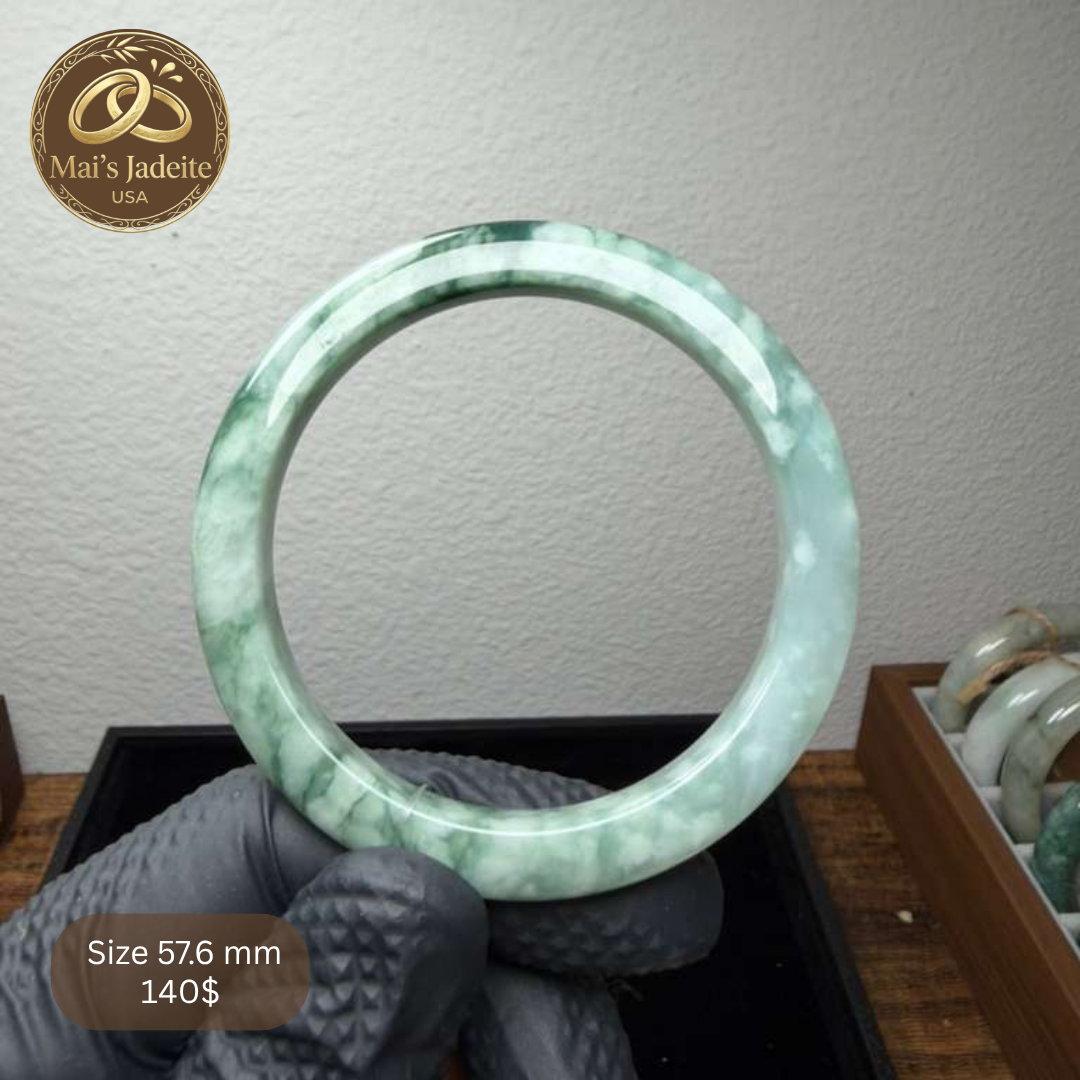 Mai's Jewelry Type A Natural Jadeite Bangle| 57.6mm | BA28