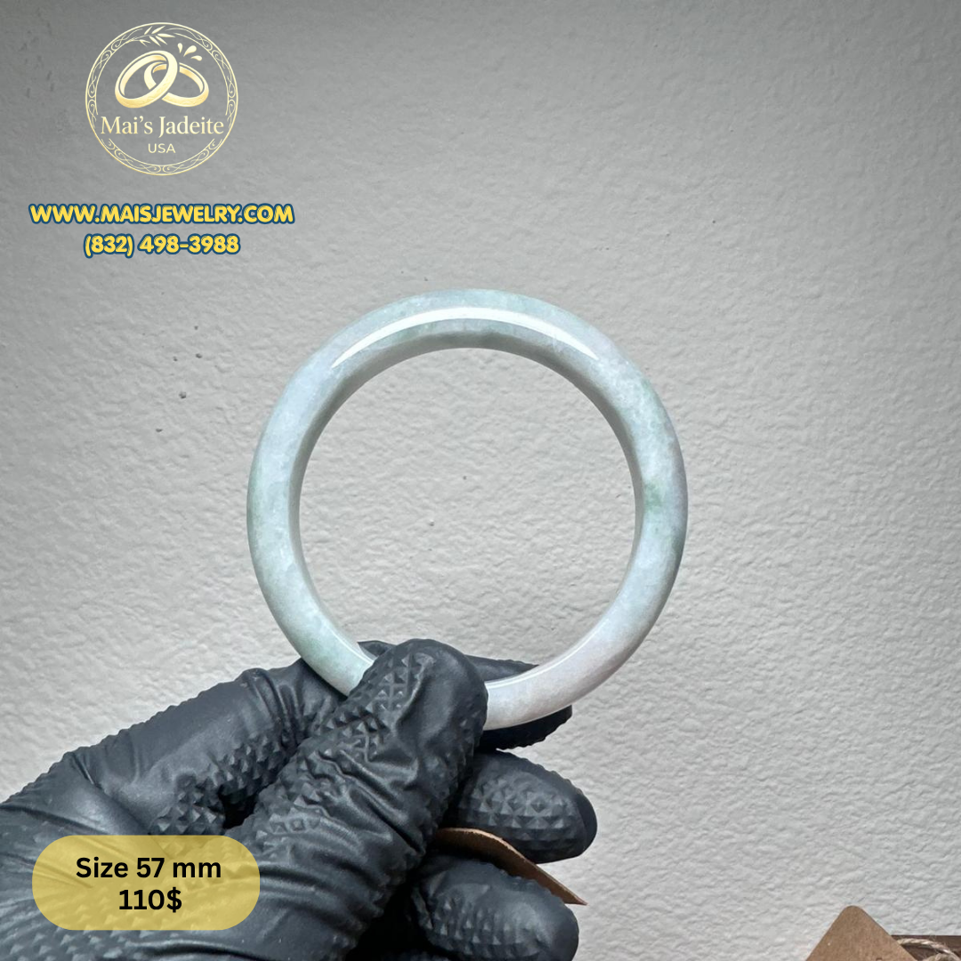 Mai's Jewelry Type A Natural Jadeite Bangle| 57 mm | BA36