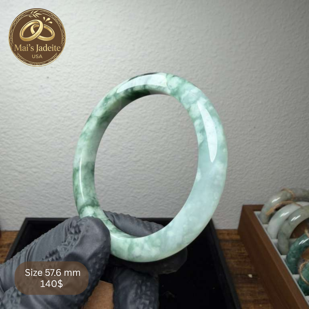 Mai's Jewelry Type A Natural Jadeite Bangle| 57.6mm | BA28