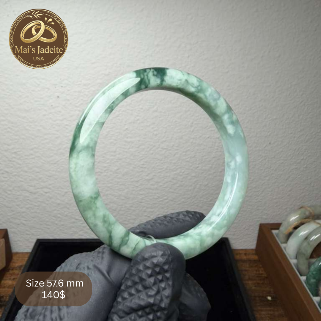 Mai's Jewelry Type A Natural Jadeite Bangle| 57.6mm | BA28