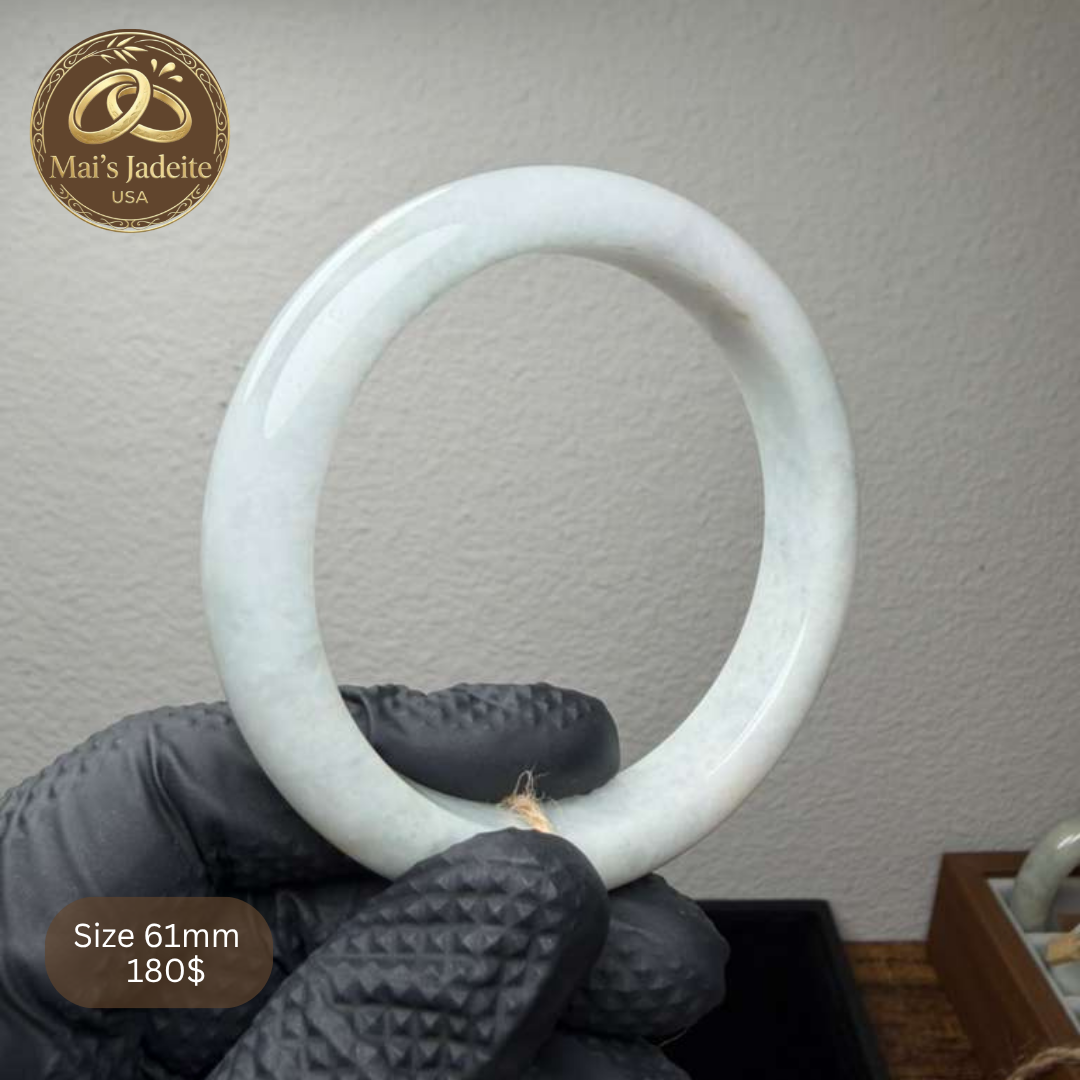 Mai's Jewelry Type A Natural Jadeite Bangle | 61mm | BA12