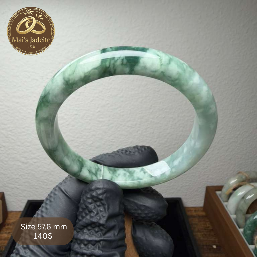 Mai's Jewelry Type A Natural Jadeite Bangle| 57.6mm | BA28