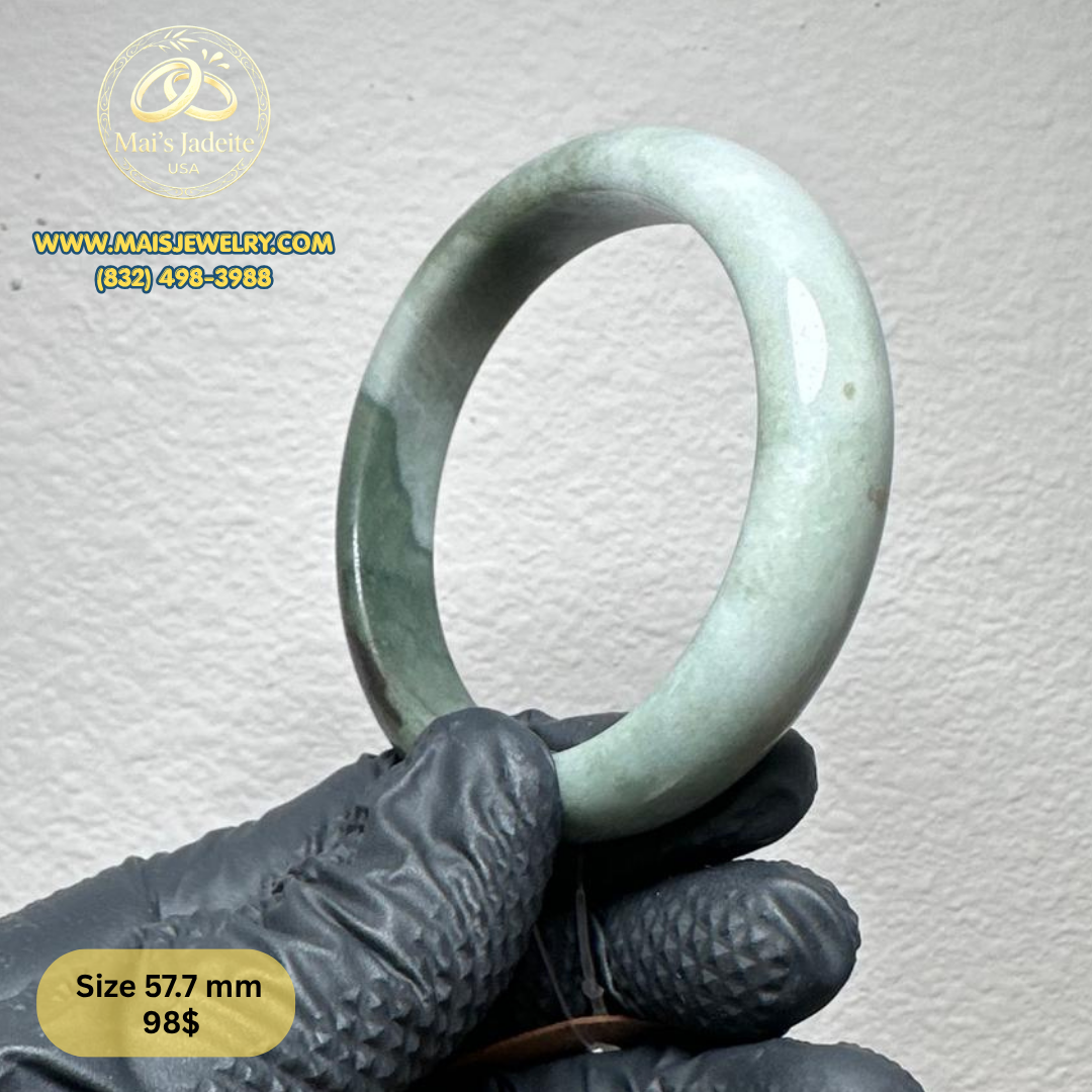 Mai's Jewelry Type A Natural Jadeite Bangle| 57.7 mm | BA49