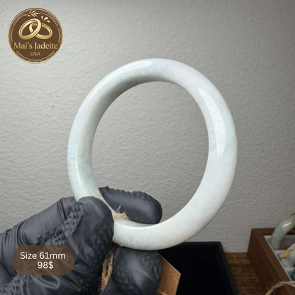 Mai's Jewelry Type A Natural Jadeite Bangle | 61mm | BA12