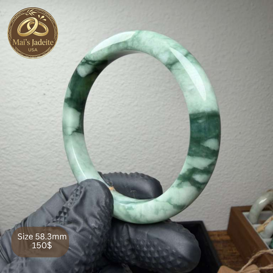 Mai's Jewelry Type A Natural Jadeite Bangle | 58mm | BA11