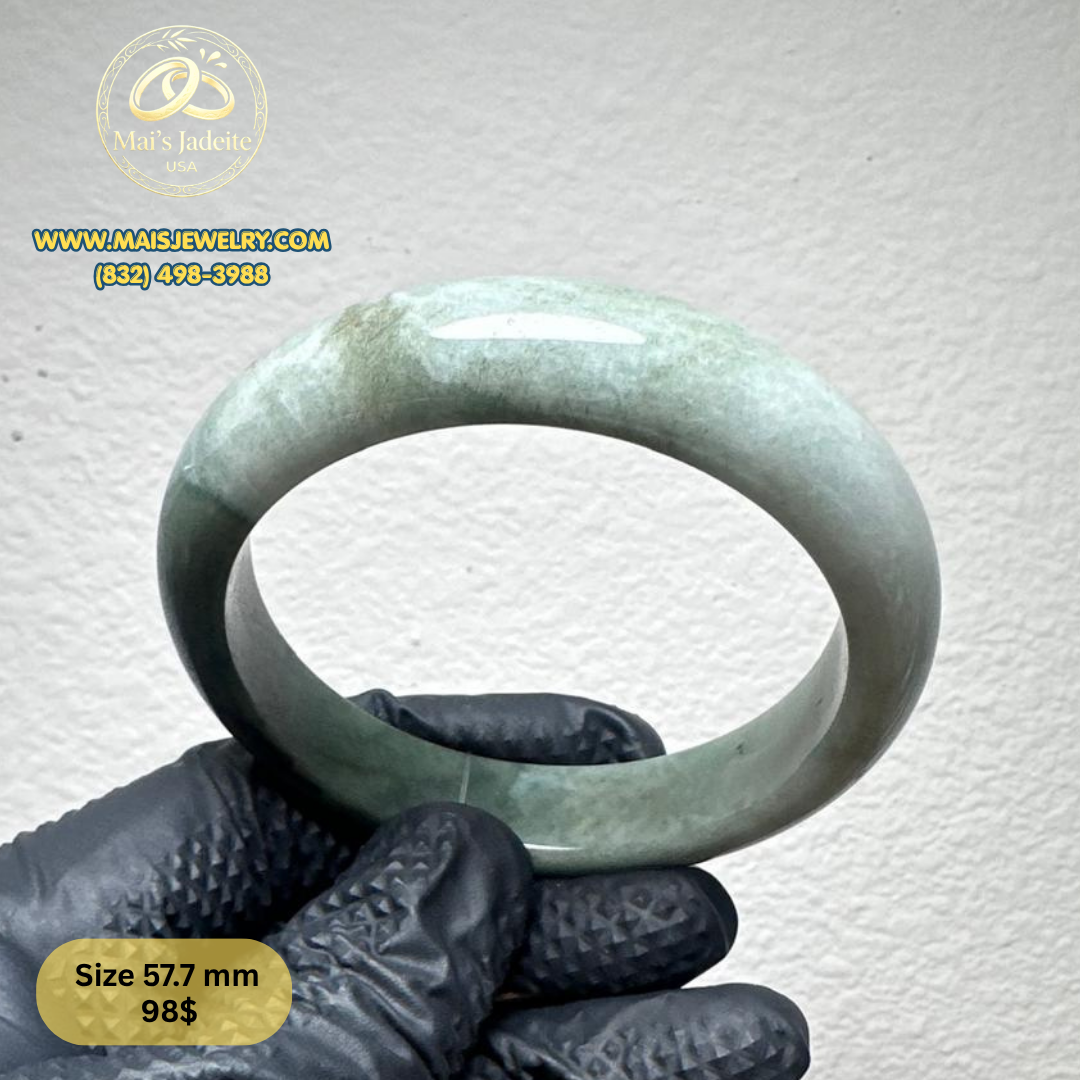 Mai's Jewelry Type A Natural Jadeite Bangle| 57.7 mm | BA49