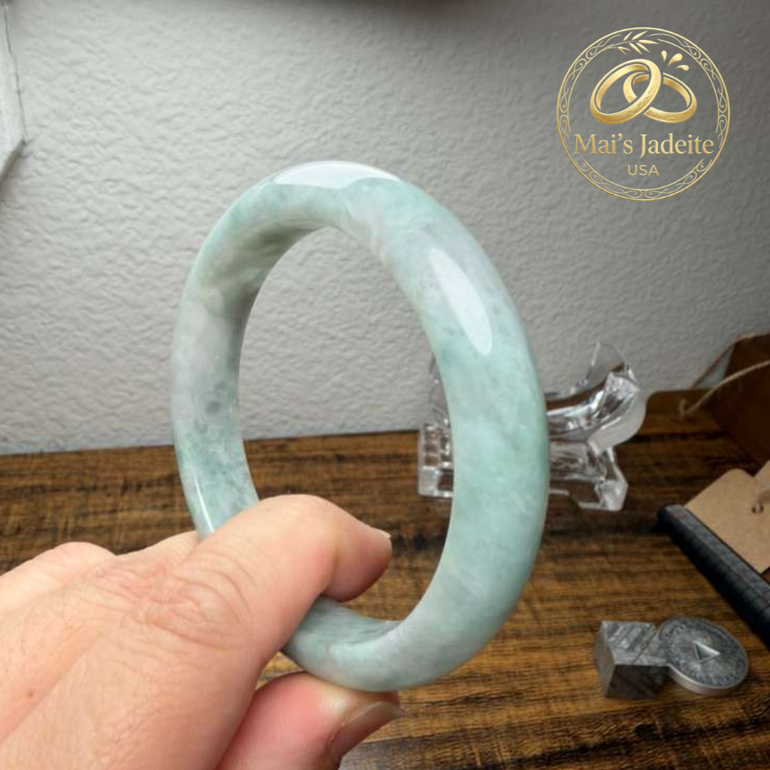 Mai's Jewelry Type A Natural Jadeite Bangle | 57mm | BA220M05