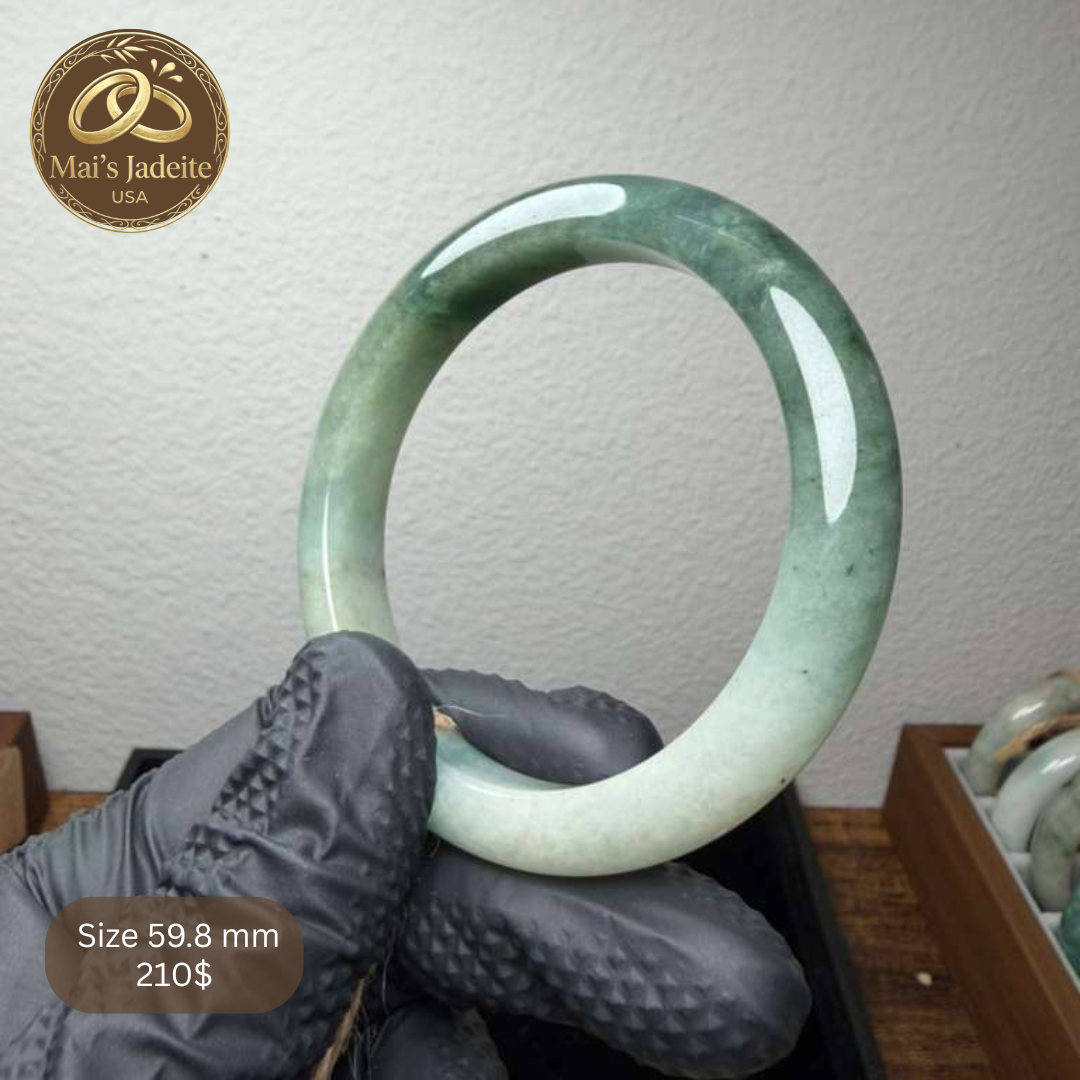 Mai's Jewelry Type A Natural Jadeite Bangle| 59.9mm | BA20