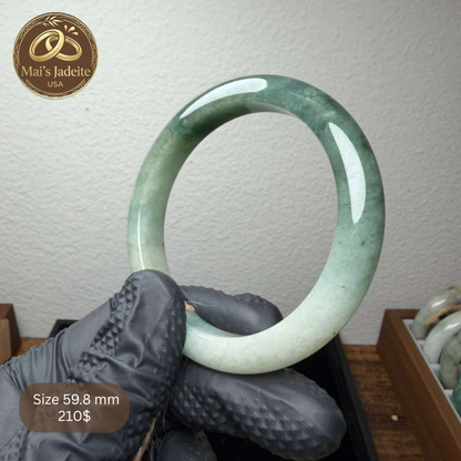 Mai's Jewelry Type A Natural Jadeite Bangle| 59.9mm | BA20