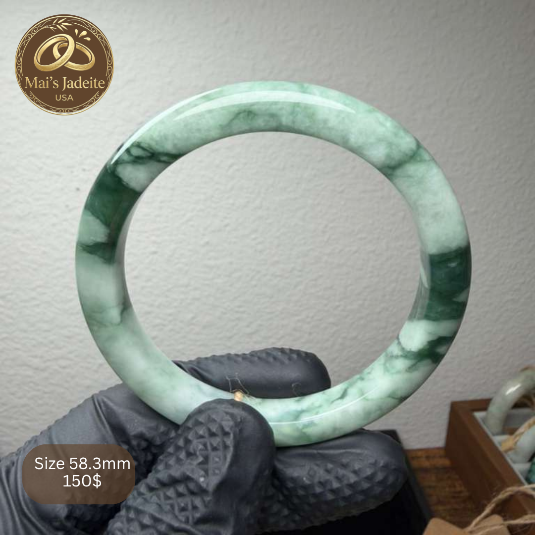 Mai's Jewelry Type A Natural Jadeite Bangle | 58mm | BA11