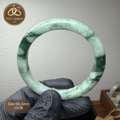 Mai's Jewelry Type A Natural Jadeite Bangle | 58mm | BA11