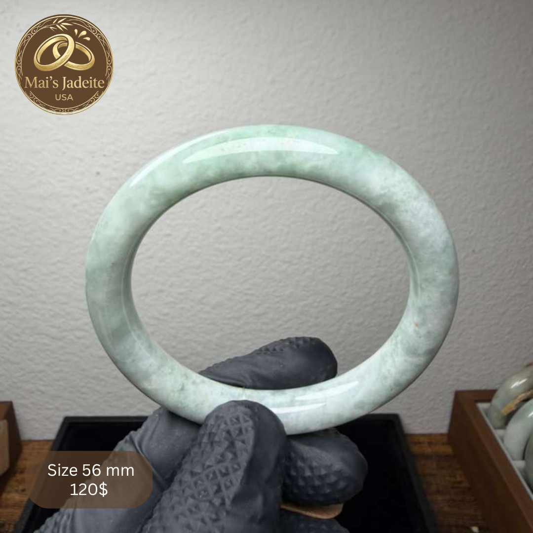 Mai's Jewelry Type A Natural Jadeite Bangle| 56mm | BA29