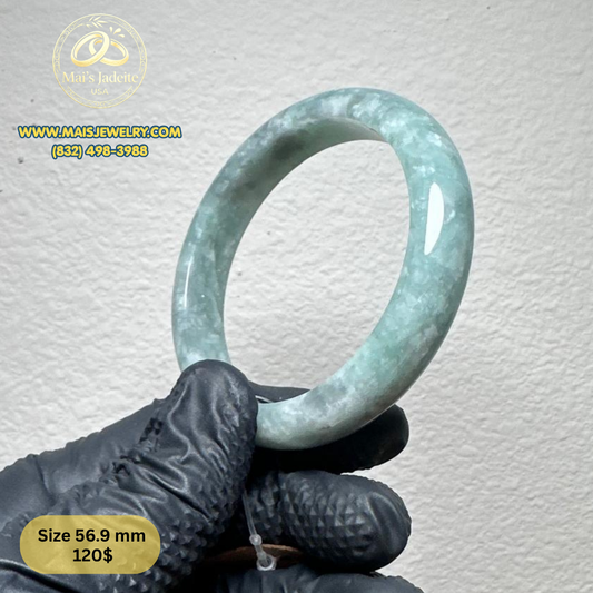 Mai's Jewelry Type A Natural Jadeite Bangle| 56.9 mm | BA50