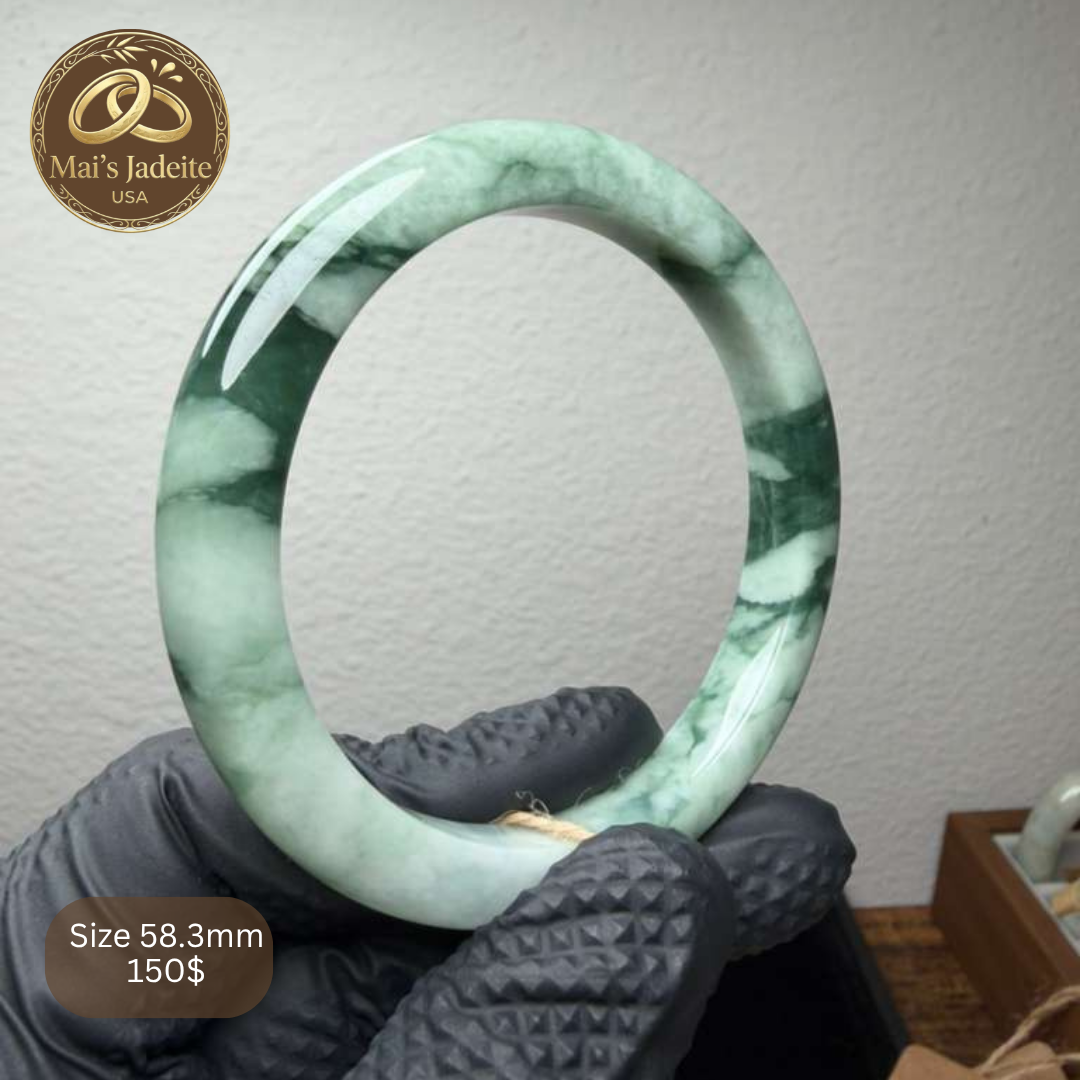 Mai's Jewelry Type A Natural Jadeite Bangle | 58mm | BA11