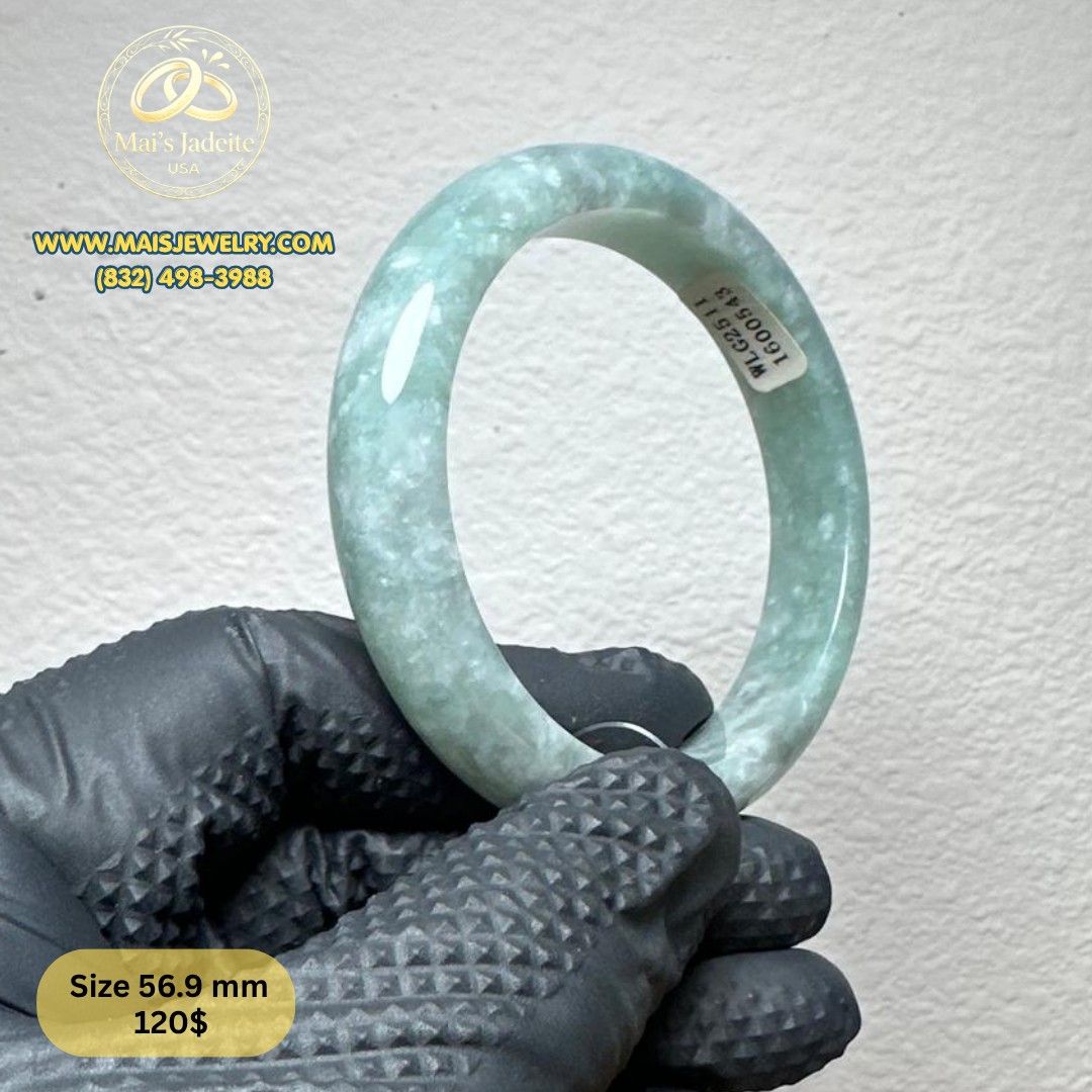 Mai's Jewelry Type A Natural Jadeite Bangle| 56.9 mm | BA50