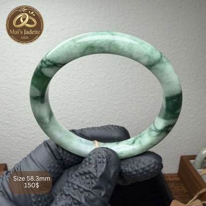 Mai's Jewelry Type A Natural Jadeite Bangle | 58mm | BA11