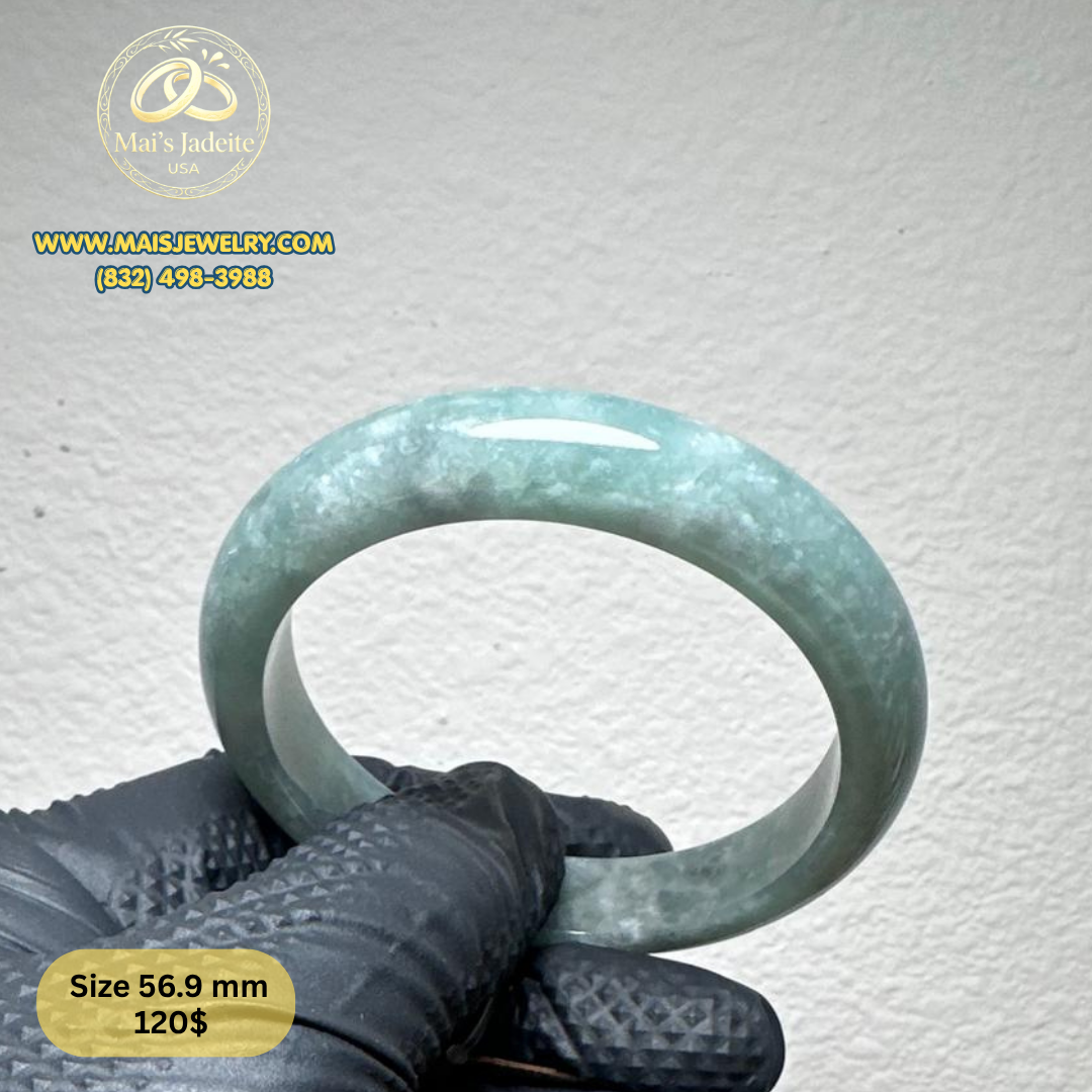 Mai's Jewelry Type A Natural Jadeite Bangle| 56.9 mm | BA50