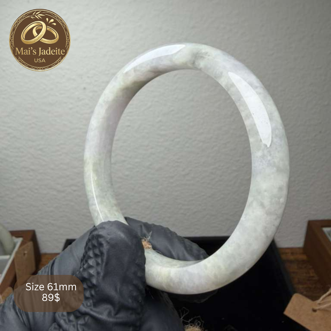 Mai's Jewelry Type A Natural Jadeite Bangle | 62mm | BA10