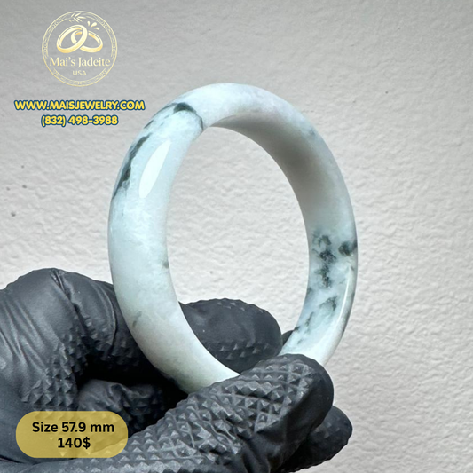 Mai's Jewelry Type A Natural Jadeite Bangle| 57.9 mm | BA51