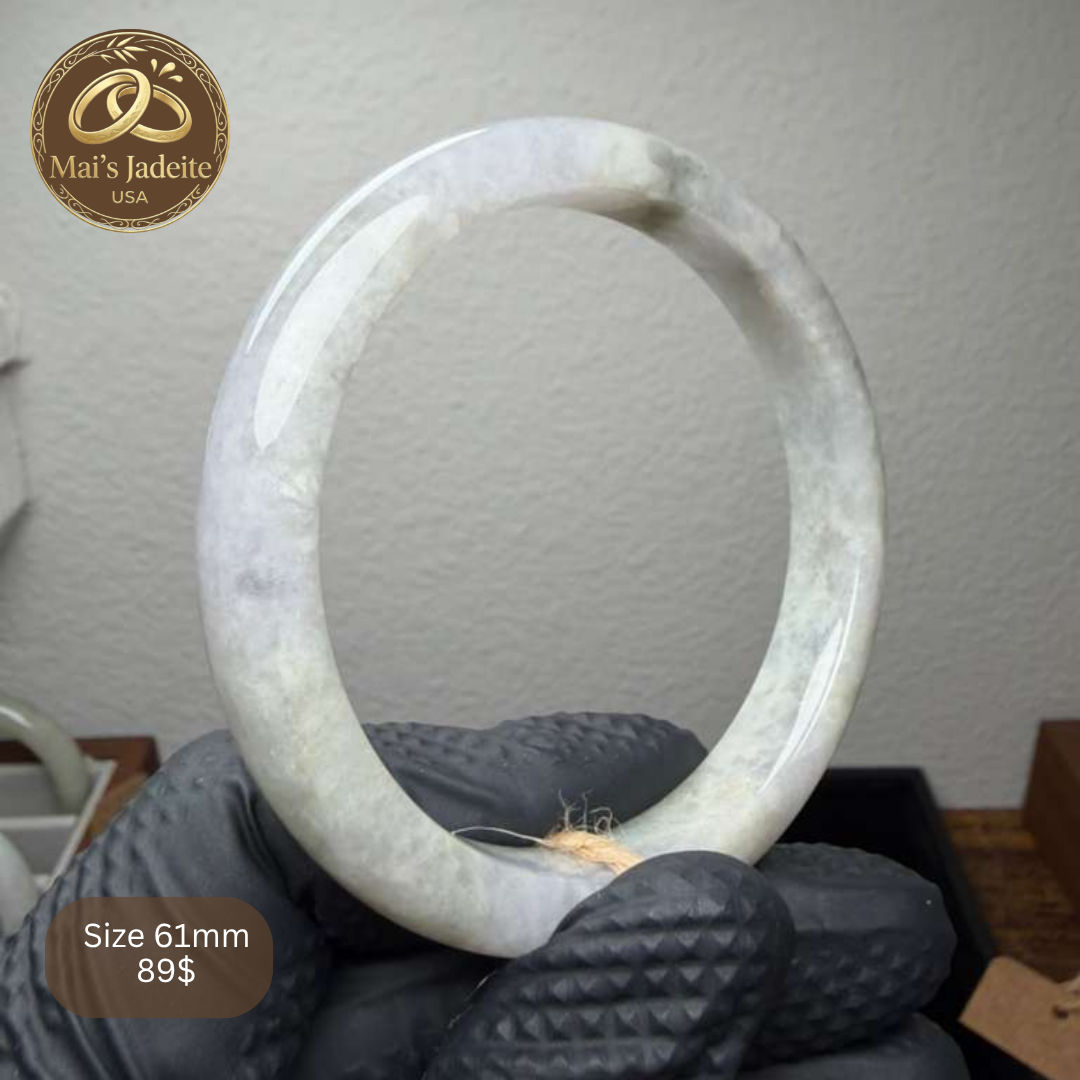 Mai's Jewelry Type A Natural Jadeite Bangle | 62mm | BA10