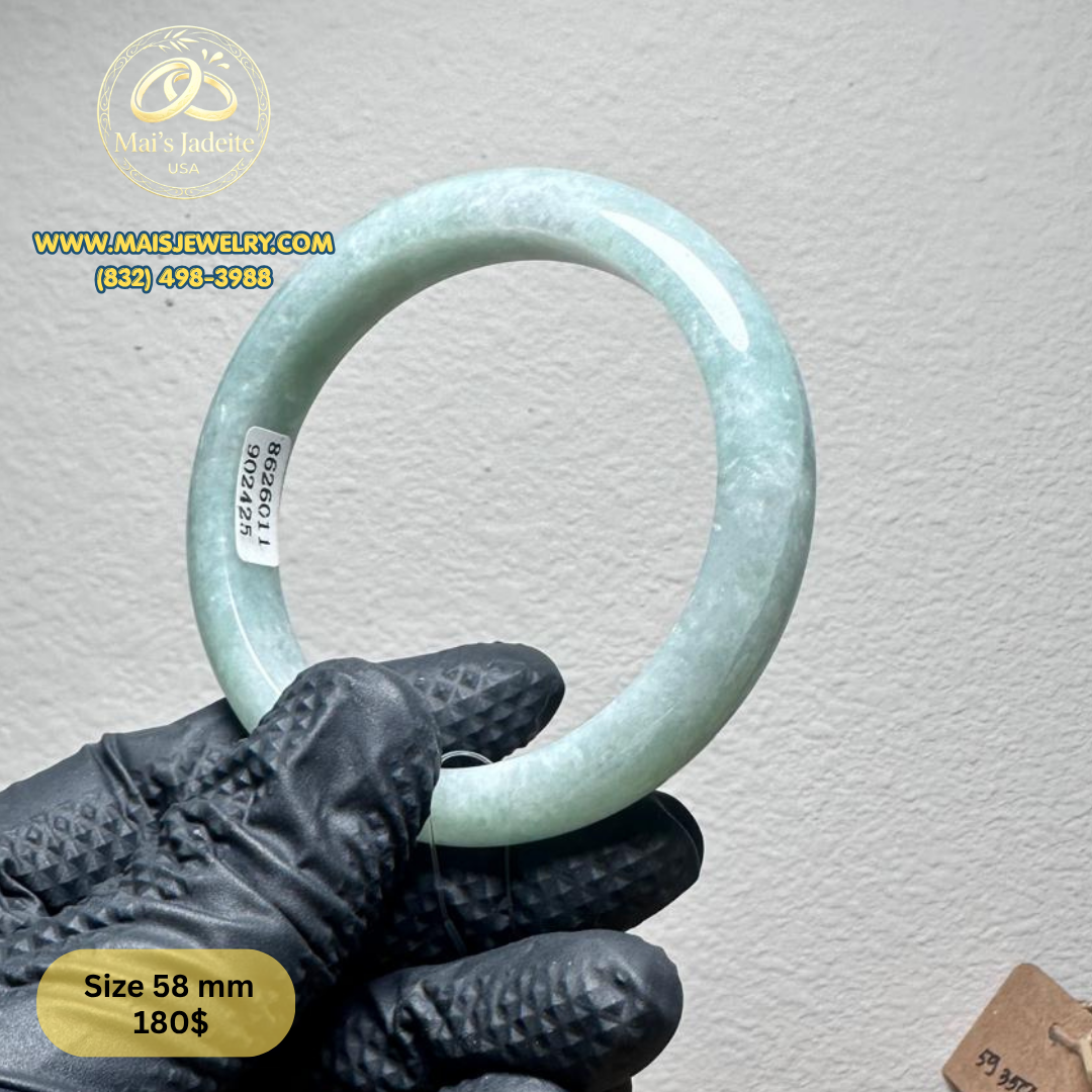 Mai's Jewelry Type A Natural Jadeite Bangle| 58mm | BA52
