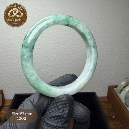 Mai's Jewelry Type A Natural Jadeite Bangle| 57mm | BA30