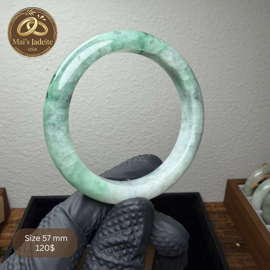 Mai's Jewelry Type A Natural Jadeite Bangle| 57mm | BA30