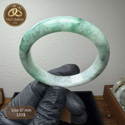 Mai's Jewelry Type A Natural Jadeite Bangle| 57mm | BA30