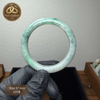 Mai's Jewelry Type A Natural Jadeite Bangle| 57mm | BA30