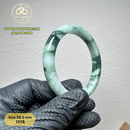 Mai's Jewelry Type A Natural Jadeite Bangle| 58.3mm | BA34