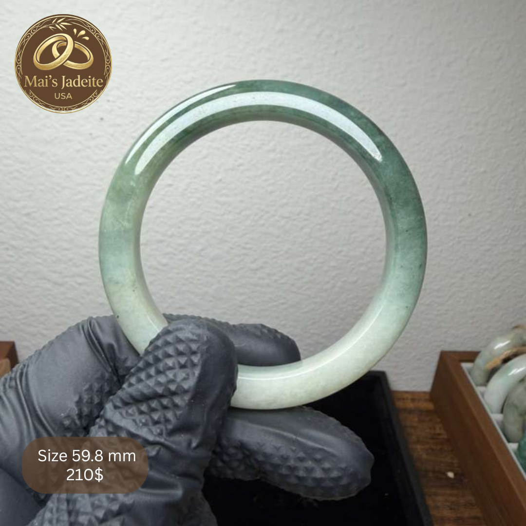 Mai's Jewelry Type A Natural Jadeite Bangle| 59.9mm | BA20