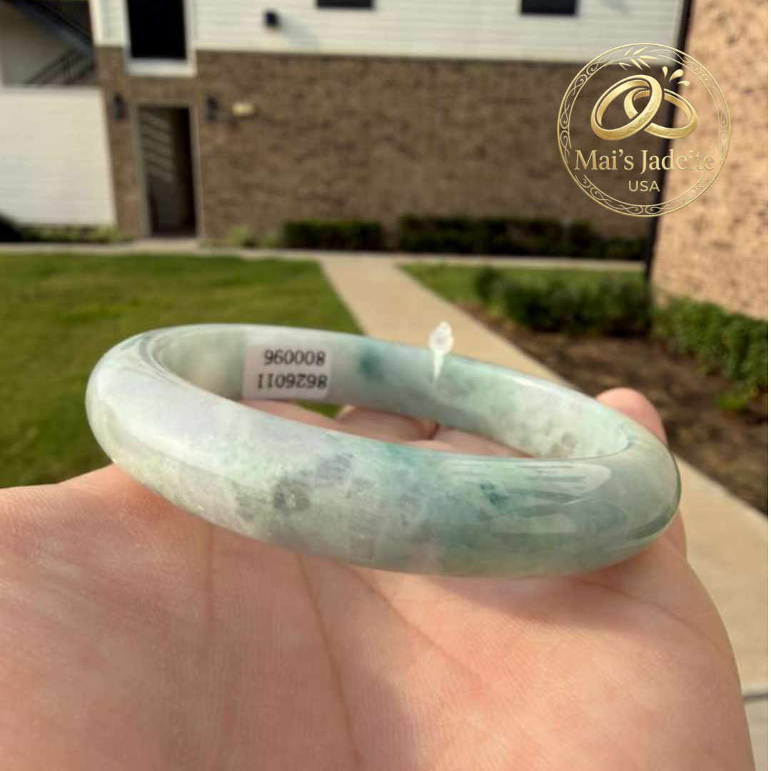 Mai's Jewelry Type A Natural Jadeite Bangle | 57mm | BA220M05