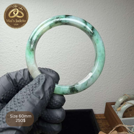 Mai's Jewelry Type A Natural Jadeite Bangle | 59mm | BA08